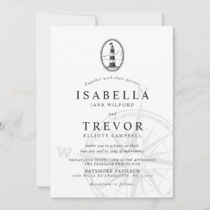 Invitación Boda Náutico de faro negro