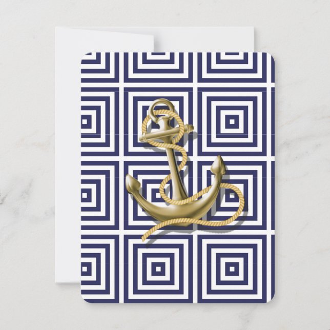 Invitación Boda náutico de la base naval de la playa Azul de  (Anverso)