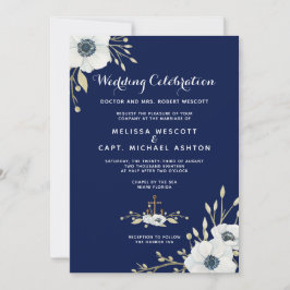 Invitación Boda Náutico de la Marina Blanca de Anemone Formal