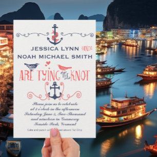 Invitación Boda Náutico De La Marina De Pájaros De Coral Mode