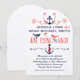 Invitación Boda Náutico De La Marina De Pájaros De Coral Mode