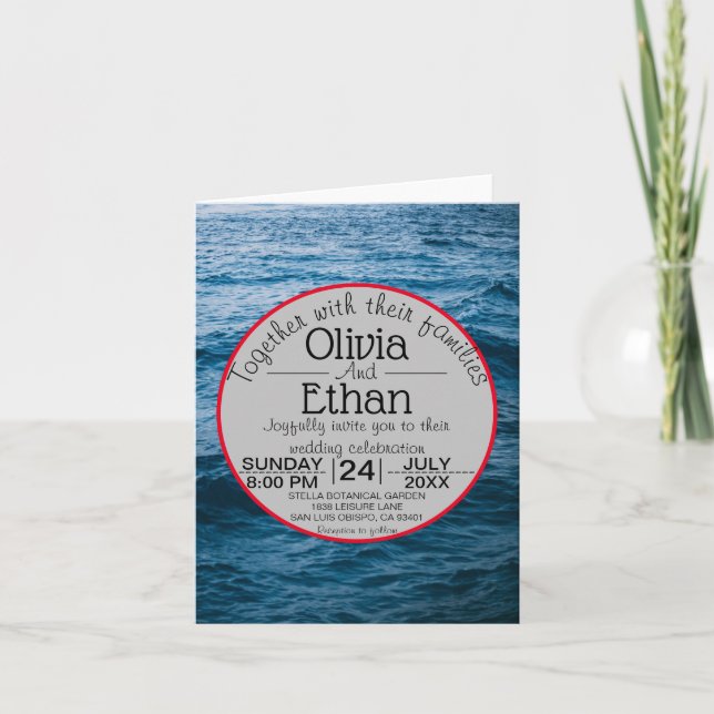 Invitación Boda náutico de la marina moderna (Anverso)