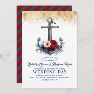 Invitación Boda Náutico de la Marina y Borgoña