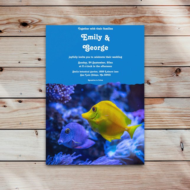 Invitación Boda Náutico de peces submarinos azul de la marina (Subido por el creador)