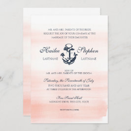 Invitación Boda náutico de Rubor y acuarela naval