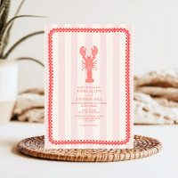 Boda Náutico de tablero de cheques de tira rosada