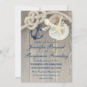 Invitación Boda Náutico de un presentador de la marina de gue
