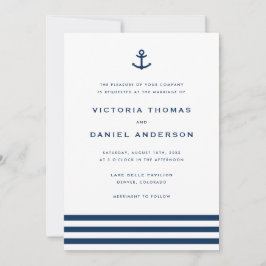 Invitación Boda Náutico del Ancla Azul de la Marina Moderna