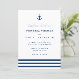 Invitación Boda Náutico del Ancla Azul de la Marina Moderna