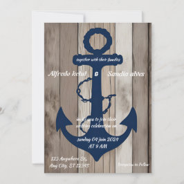 Invitación Boda Náutico del Ancla Azul de la Marina Rusa