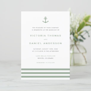 Invitación Boda Náutico del Ancla Verde Masaje Moderno