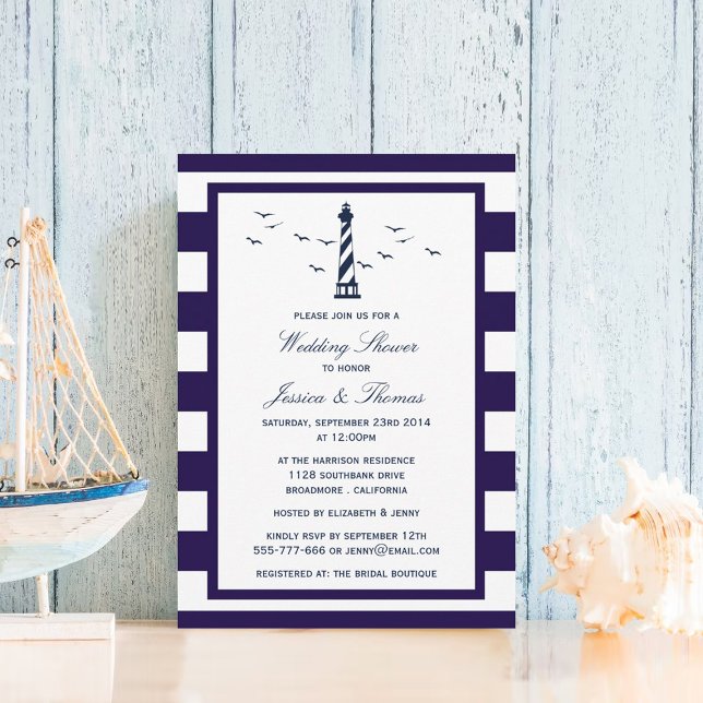 Invitación Boda Náutico del faro de la Marina y la franja bla (Subido por el creador)