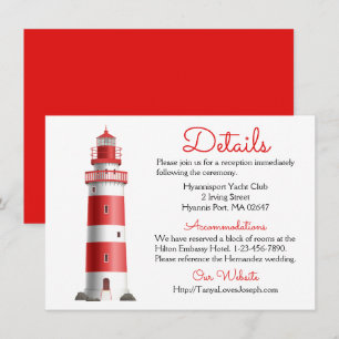 Invitación Boda Náutico Detalles Faro Verano Rojo