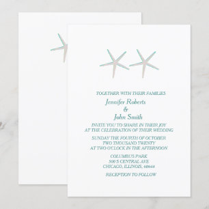 Invitación Boda Náutico Elegante de color Blanco Verde azulad