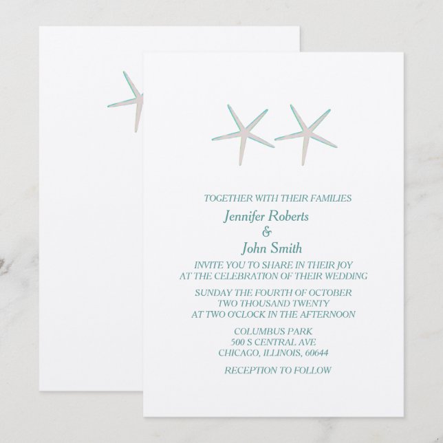 Invitación Boda Náutico Elegante de Plata Verde azulada Gris  (Anverso / Reverso)