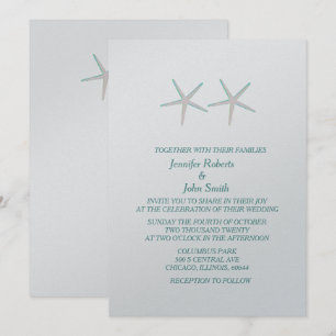 Invitación Boda Náutico Elegante de Plata Verde azulada Gris 
