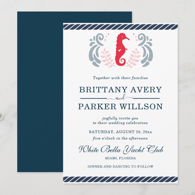 Invitación Boda Náutico Moderno (Anverso / Reverso)