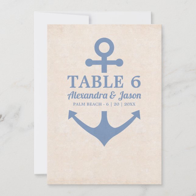 Invitación Boda náutico por números de la tabla marina (Anverso)