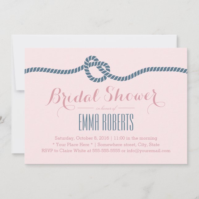 Invitación Boda náutico Rubor & Dusty Blue Bridal Shower (Anverso)