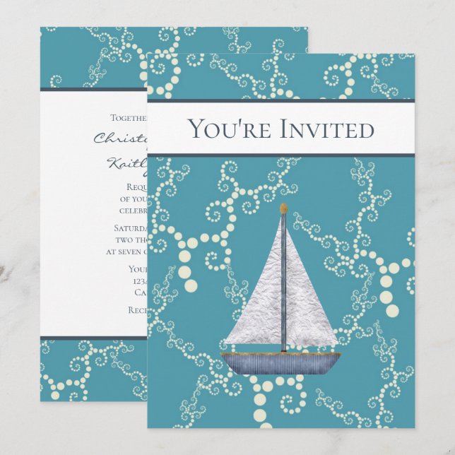 Invitación Boda Náutico y Náutico (Anverso / Reverso)