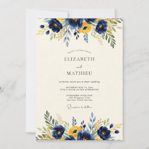 Invitación Boda Naval Dorada y Vibrante de Primavera