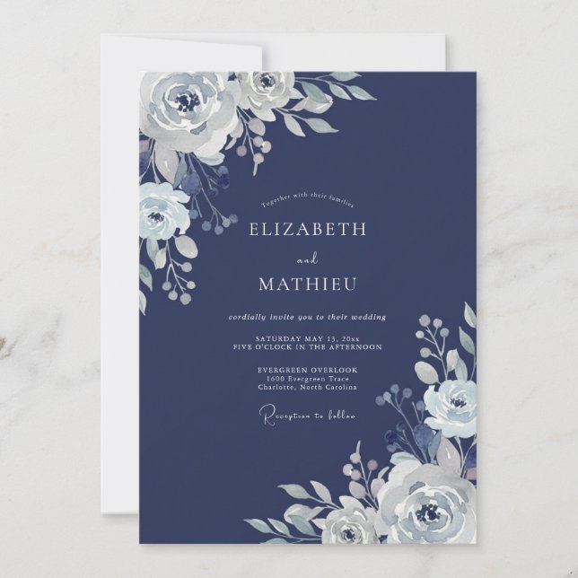 Invitación Boda Naval Invernal Ágil (Anverso)