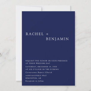 Invitación Boda Naval Moderna Minimalista Elegante Nombres Az