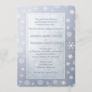 Invitación Boda Navidades elegantes con copas de nieve azul p