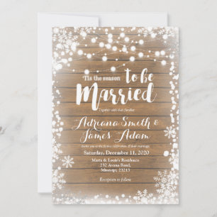 Invitación Boda navideño de invierno rústico con copas de nie