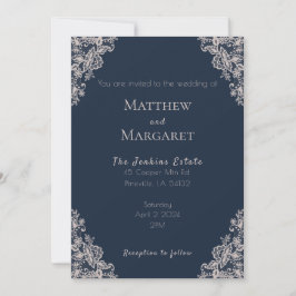 Invitación Boda Navy Blue and Lace