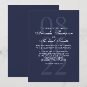 Invitación Boda Navy Blue Elegant