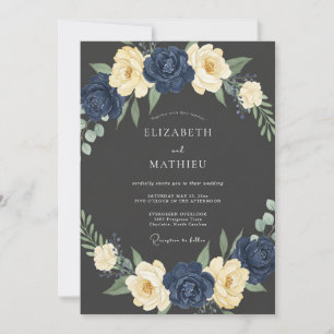 Invitación Boda Navy Cream Bloom
