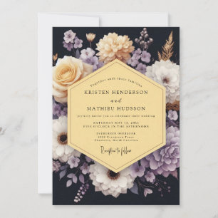 Invitación Boda Navy Lavanda Malhumorada Flor