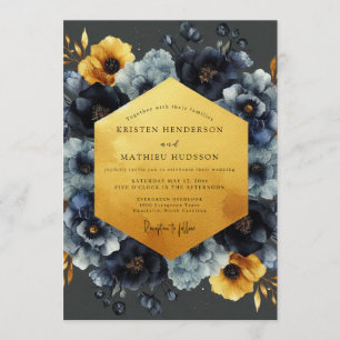 Invitación Boda Navy Ochre Chiaroscuro