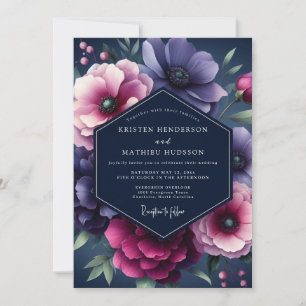 Invitación Boda Navy & Plum Dramatic Bloom
