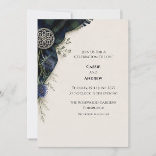 Invitación Boda Navy Teal Cardo Celta