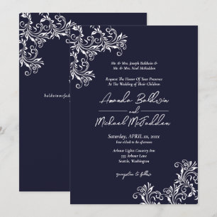 Invitación Boda Navy & White Elegant Style