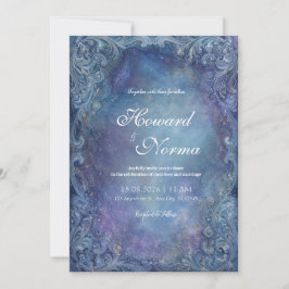 Invitación Boda Nebulosa Azul Celeste de Plata Barroca