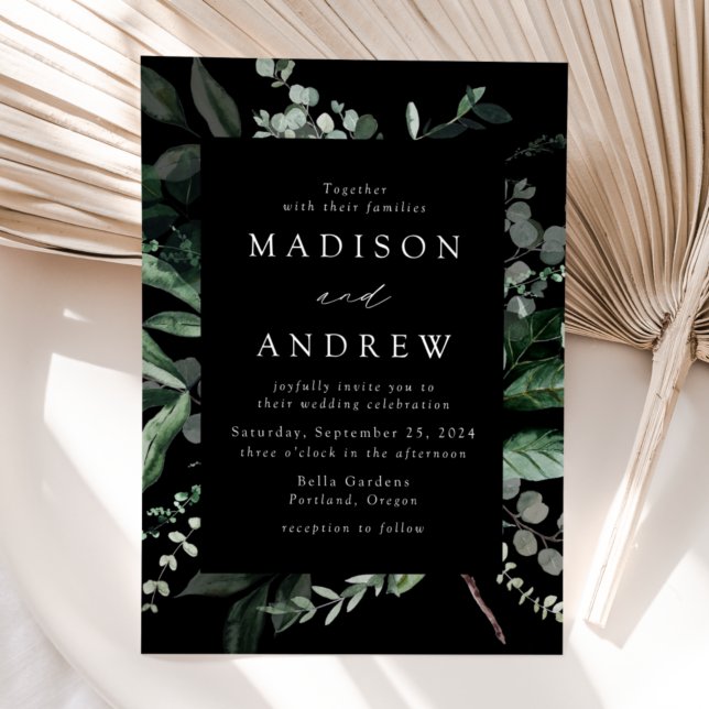 Invitación Boda Negra con Abundante Verdor (Subido por el creador)