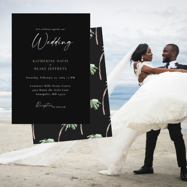 Invitación Boda Negra de Palma Tropical (Subido por el creador)