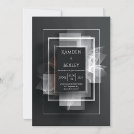 Invitación Boda Negra de Superposición Geométrica Abstracta