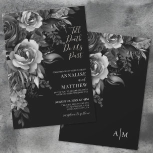 Invitación Boda Negra Floral Gótica