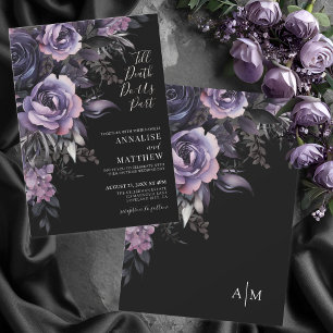 Invitación Boda Negra Floral Gótica Moderna