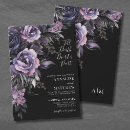 Invitación Boda Negra Floral Gótica Moderna