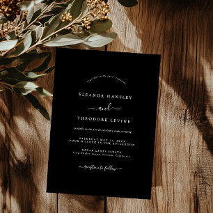 Invitación Boda Negra Minimalista Moderna