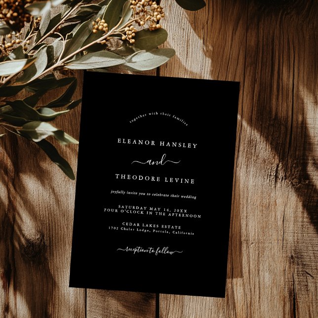 Invitación Boda Negra Minimalista Moderna (Subido por el creador)