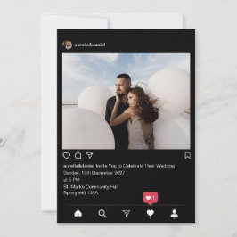 Invitación Boda Negra Minimalista Moderna de Instagram