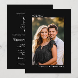 Invitación Boda Negra Minimalista Vertical Moderna Foto