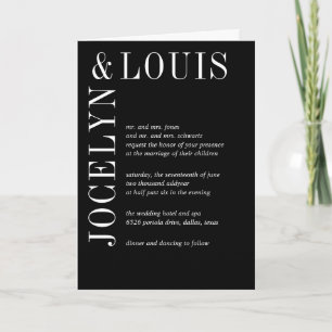 Invitación Boda Negra Moderna y Audaz