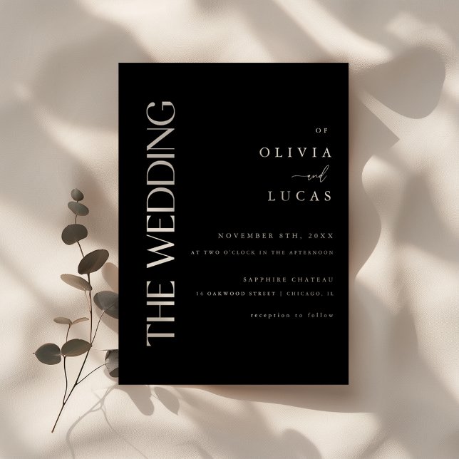 Invitación Boda Negra Moderna y Audaz (Subido por el creador)